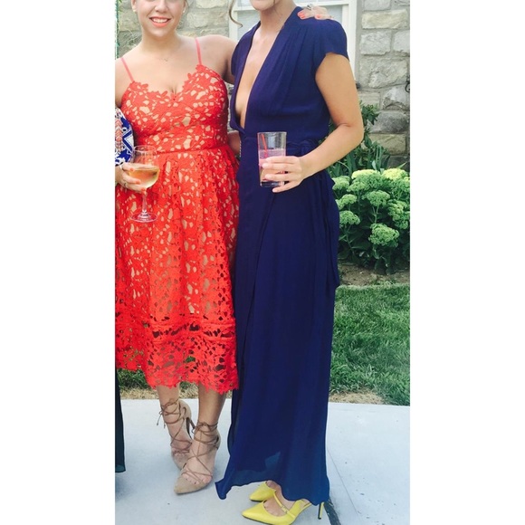 Reformation Dark Blue Wrap Dress - Picture 2 of 3